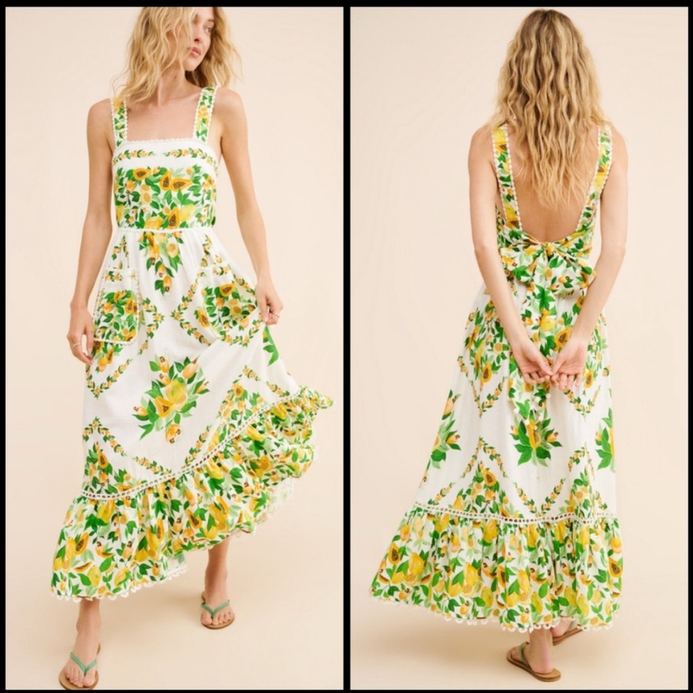 FARM Rio NWT Off-White Papaya Salad Scarf Maxi Dress Anthropology